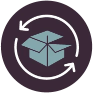 Packaging box icon shown in Meditelle brand colours