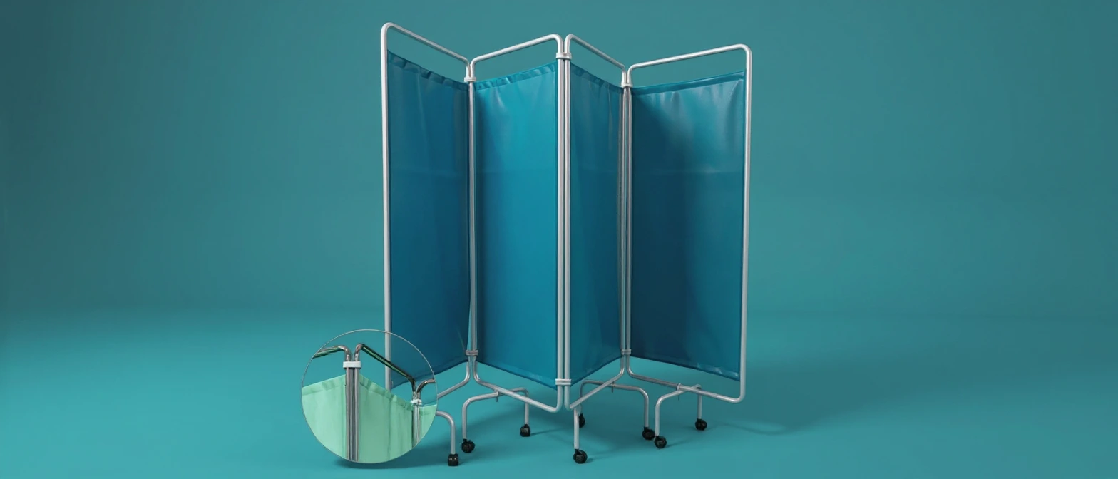 Meditelle AVE8600 four panel privacy screen shown on green background