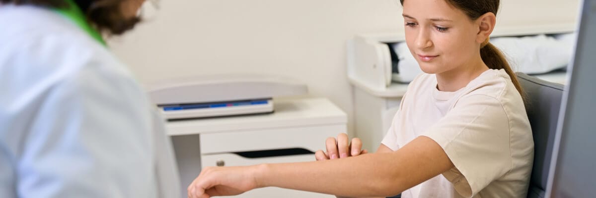 Child patient shown on a paediatric couch